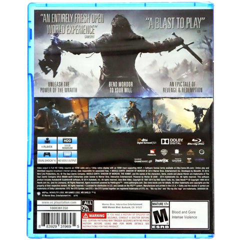 Middle-Earth: Shadow of Mordor - PlayStation 4