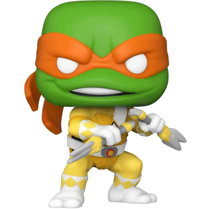 Mighty Morphin Power Rangers x Teenage Mutant Ninja Turtles - Mikey with Yellow Ranger Outfit Figure (3.64") - Funko - Pop! Retro Toys Series (111), 2022 NYCC Fall Convention Limited Edition
