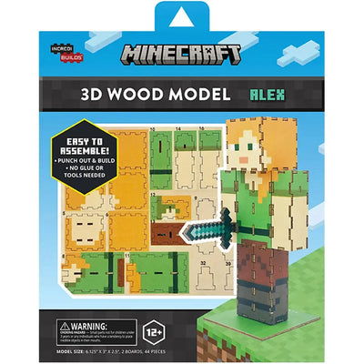Minecraft -  Alex 3D Wood Model Kit - Insight Editions - Incredibuilds Series