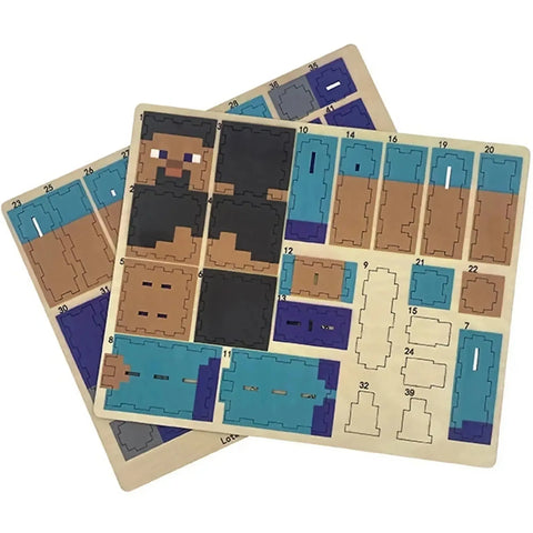 Minecraft - Steve 3D Model Kit (Wood) - Insights Editions - IncrediBuilds Series - (2023) - Image 2