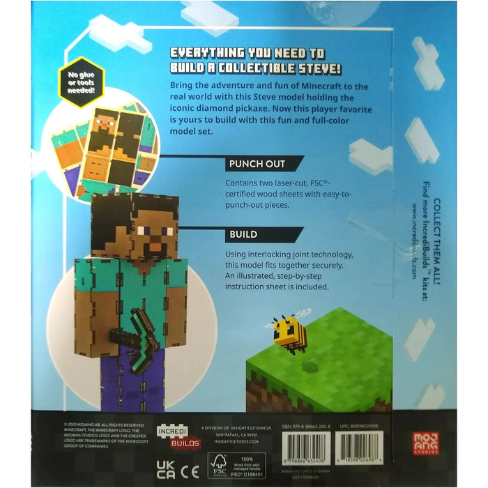 Minecraft - Steve 3D Model Kit (Wood) - Insights Editions - IncrediBuilds Series - (2023)