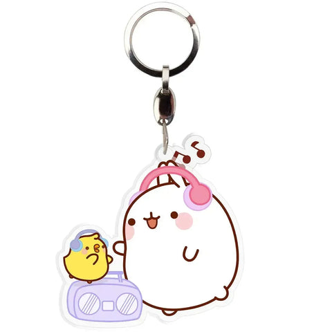 Molang - Cute Molang Keychain with Piu Piu Charm (Acrylic) - ABYstyle