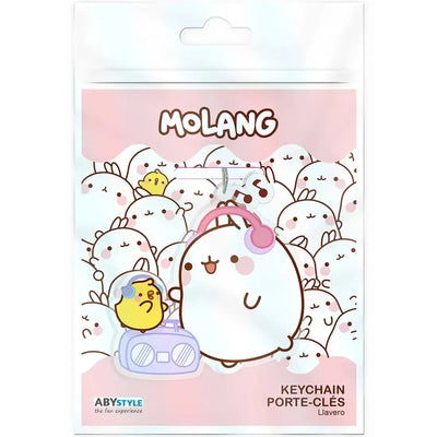Molang - Cute Molang Keychain with Piu Piu Charm (Acrylic) - ABYstyle