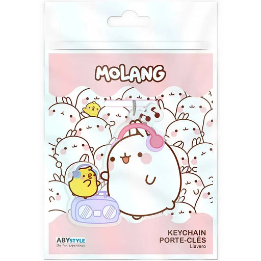 Molang - Cute Molang Keychain with Piu Piu Charm (Acrylic) - ABYstyle