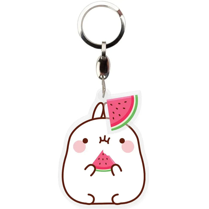 Molang - Hungry Molang Keychain with Watermelon Charm (Acrylic) - ABYstyle