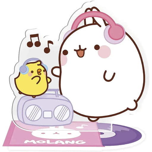 Molang - Piu Piu & Molang Listening to Music Standee Figure (4.25" Acrylic) - ABYstyle - Acryl Series