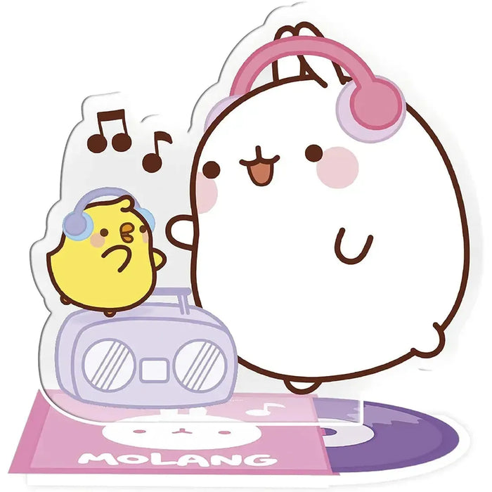 Molang - Piu Piu & Molang Listening to Music Standee Figure (4.25" Acrylic) - ABYstyle - Acryl Series
