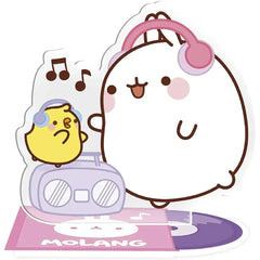 Molang - Piu Piu & Molang Listening to Music Standee Figure (4.25" Acrylic) - ABYstyle - Acryl Series