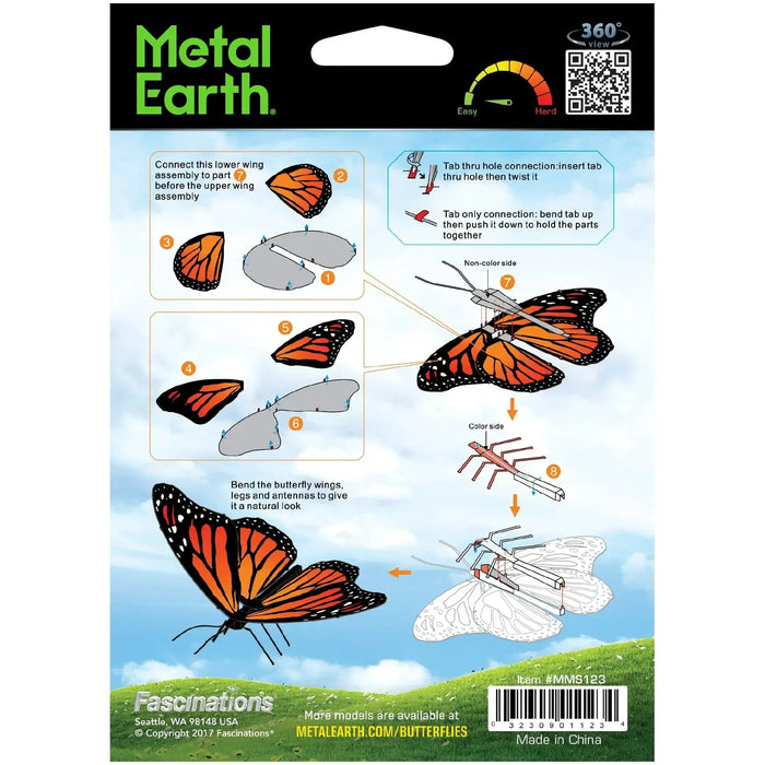 Monarch Butterfly - 3D Figure Model Kit (Steel, Easy Difficulty) - Fascinations - Metal Earth Series - (2022)