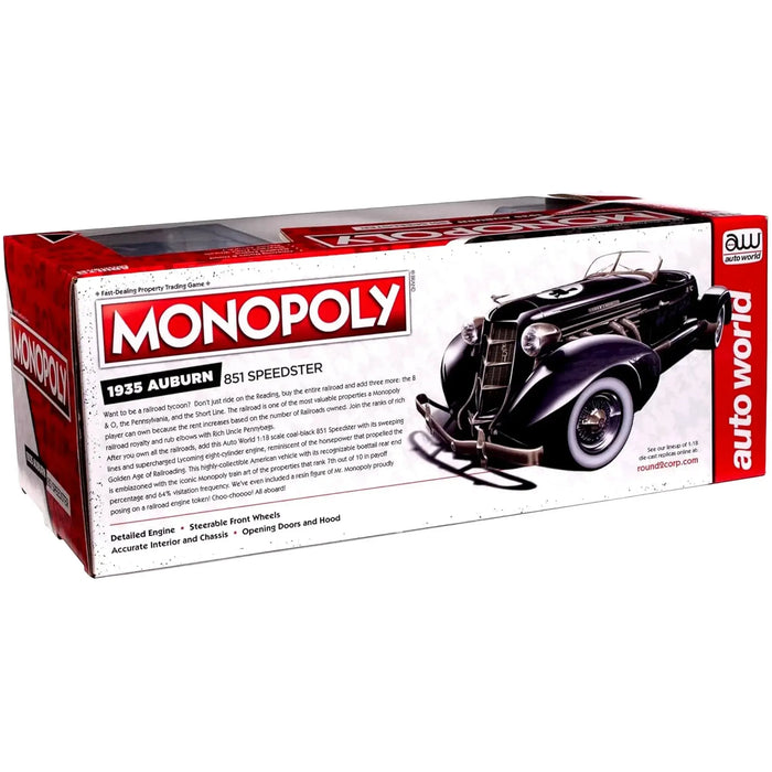 Monopoly - 1935 Auburn 851 Speedster Die-Cast Vehicle with Mr. Monopoly Figure (1:18 Scale) - Auto World - Limited Edition Series - (2022)