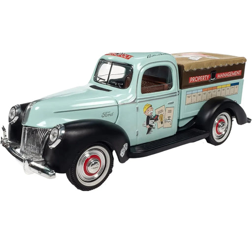 Monopoly - 1940 Ford Pickup Property Management Die-Cast Vehicle w/ Mr. Monopoly Figure (1:18 Scale) - Auto World - Limited Edition Series - (2022)