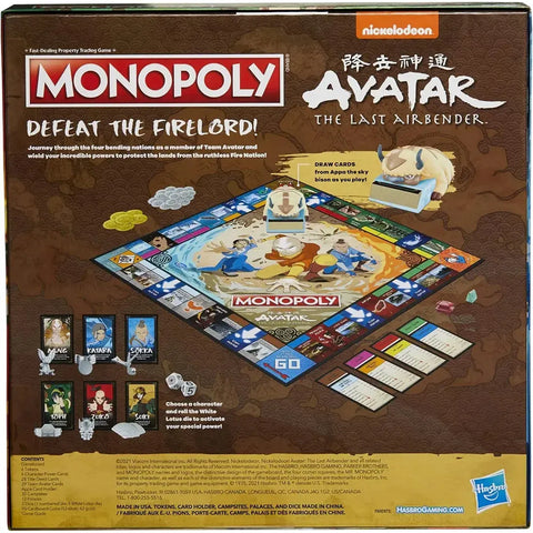 Monopoly: Avatar: The Last Airbender Edition - Economic Anime Board Game for Family, Adults, and Children (2-6 Player, Ages 8+) - Hasbro Gaming