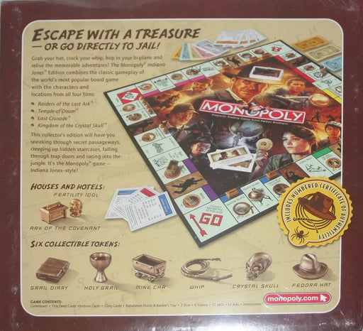 Monopoly - Indiana Jones Edition Board Game for Family, Adults, and Children (2-6 Players, Ages 8+) - Collector's Edition