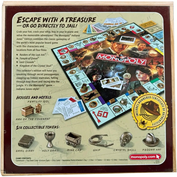 Monopoly - Indiana Jones Edition Board Game for Family, Adults, and Children (2-6 Players, Ages 8+) - Collector's Edition