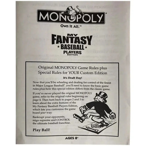 Monopoly: My Fantasy Baseball Players Edition - Economic Sports Board Game for Family, Adults, and Children (2-6 Players, Ages 8+) - USAopoly