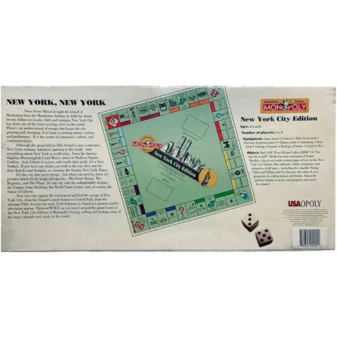 Monopoly: New York City Edition - Economic Civilization Board Game for Family, Adults, and Children (2-8 Players, Ages 8+) - USAopoly - (1995)