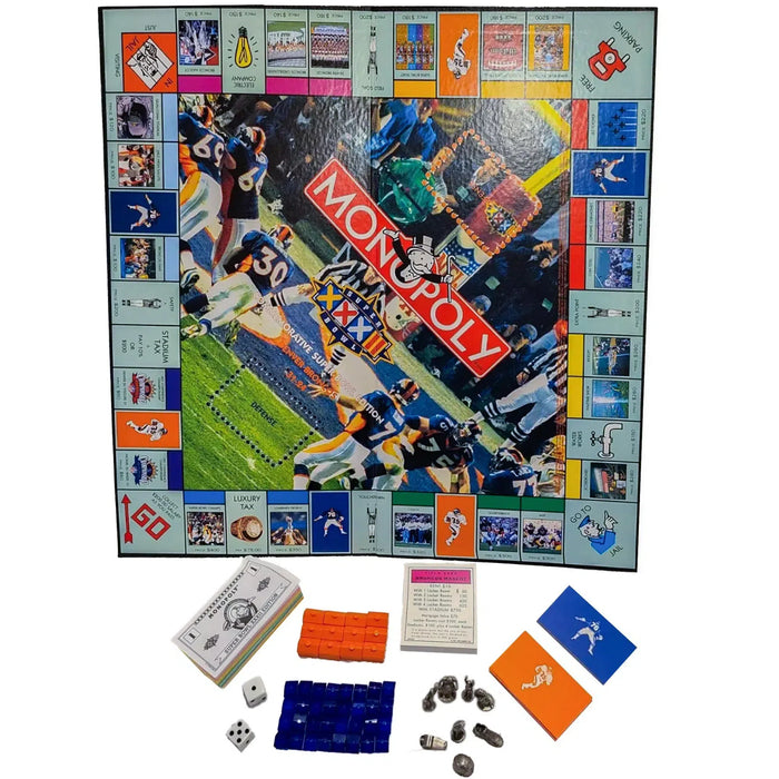 Monopoly: Super Bowl XXXII Commemorative Super Bowl Edition [NFL: Denver Broncos vs Green Bay Packers] - Competitive Football Board Game for Family, Adults, and Children (2-6 Players, Ages 8+) - USAopoly