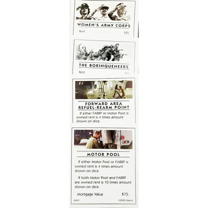 Monopoly: United States Army Edition - Competitive War Board Game for Family, Adults, and Children (2-6 Players, Ages 8+) - USAopoly (2002)