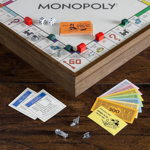 Monopoly and Clue - 2-in-1 Deluxe Vintage Wood Board Game Set (40902) - Image 3