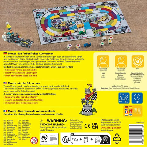 Monza - Dice-Based Racing Board Game for Adults, Family, and Children (2-6 Players, Ages 5+) - HABA