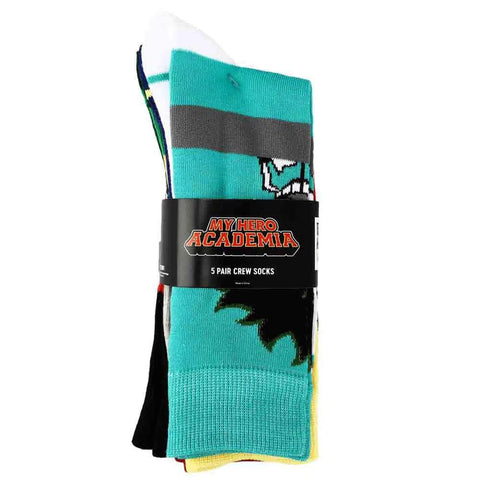 My Hero Academia - Chibi Character Colorblock Crew Socks (5 Pairs) - Bioworld