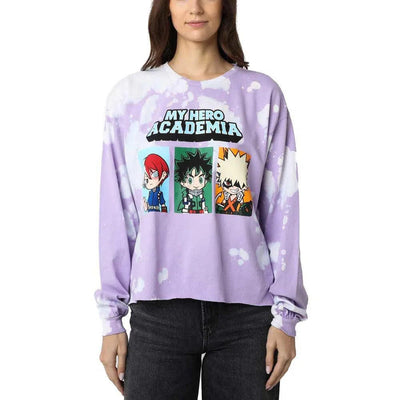 My Hero Academia - Chibi Characters Crop Long Sleeve T-Shirt (Purple, Washed) - Bioworld