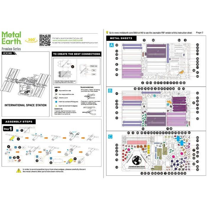 NASA - International Space Station [ISS] Figure Model Kit (1:565 Scale, Steel, Challenging Difficulty) - Fascinations - Metal Earth Premium Series