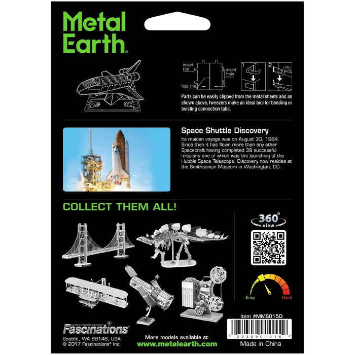 NASA - Space Shuttle Discovery Spacecraft Figure Model Kit (Steel, Easy Difficulty) - Fascinations - Metal Earth Series - (2022)