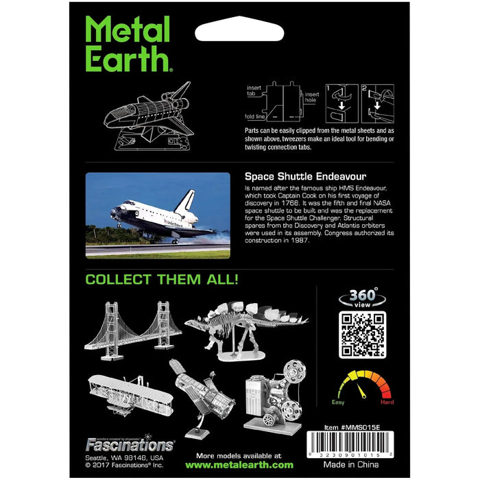 NASA - Space Shuttle Endeavour Spacecraft Figure Model Kit (Steel, Easy Difficulty) - Fascinations - Metal Earth Series - (2022)