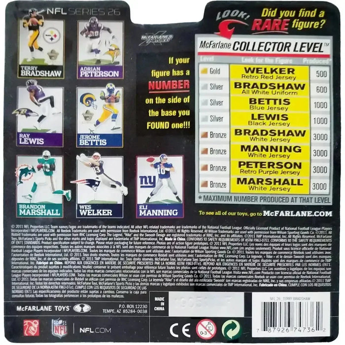 NFL [Pittsburgh Steelers] - Black Jersey Terry Bradshaw Quarterback Figure (6")- McFarlane Toys - NFL Series 26 (2011)