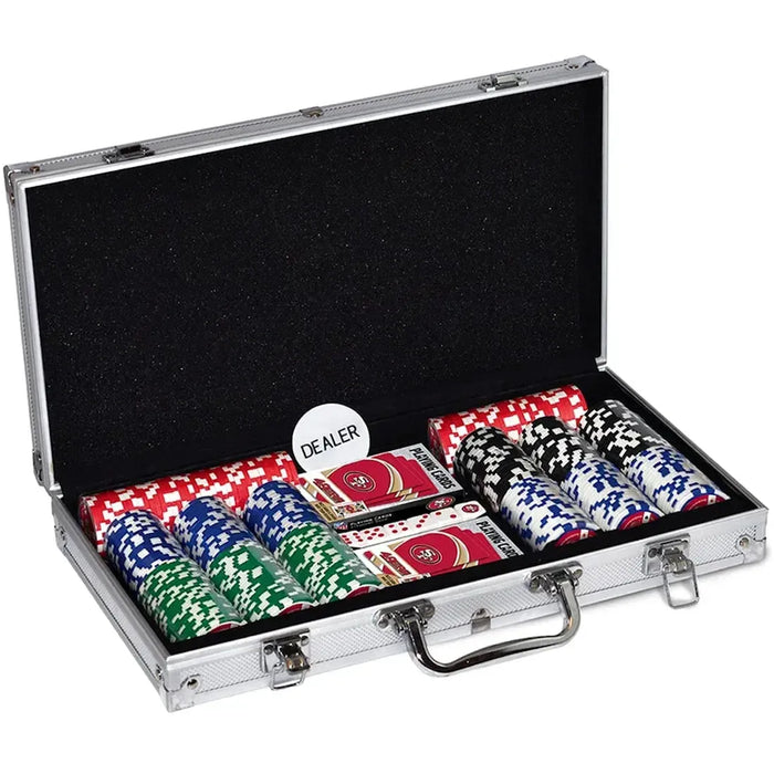 NFL: San Francisco 49ers - Aluminum Case with Poker Set (300 Poker Chips, Playing Cards, Dice) - Master Pieces