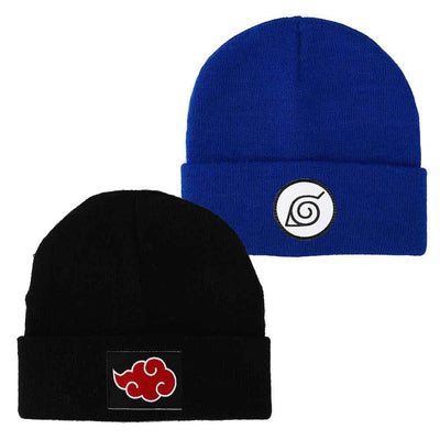 Naruto - Hidden Leaf Village & Akatsuki Cloud Cuff Beanie Hat 2-Pack - Bioworld