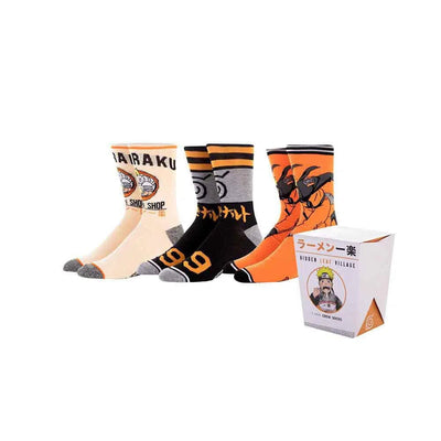 Naruto - Ichiraku Ramen Crew Socks Box Set (3 Pairs) - Bioworld