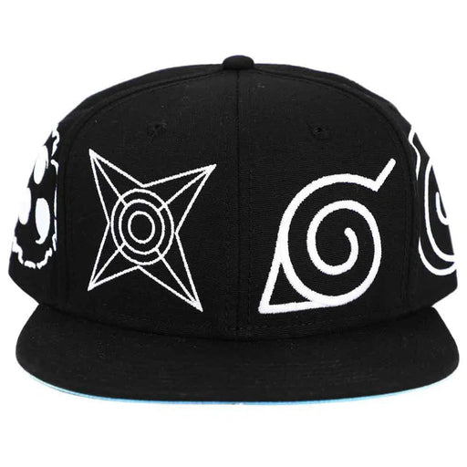 Naruto - Konoha Village Clan Symbols Snapback Hat (Black, Flat Bill) - Bioworld