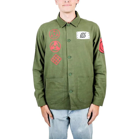 Naruto Shippuden - Adult-Size Kakashi Hatake Olive Chore Jacket - Bioworld - Image 1
