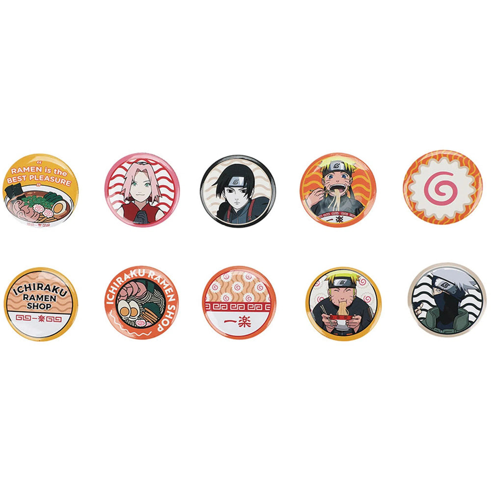 Naruto Shippuden - Characters & Symbols Button Pin Badge Set (10 Pieces) (Tin, 2"x2") Bioworld