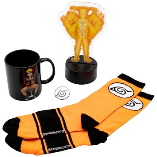 Naruto Shippuden - Collector's Gift Box Set - Culturefly - LED Desk Light, Enamel Pin Badge, Cermaic Mug (12 oz.), Crew Socks