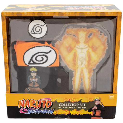 Naruto Shippuden - Collector's Gift Box Set - Culturefly - LED Desk Light, Enamel Pin Badge, Cermaic Mug (12 oz.), Crew Socks