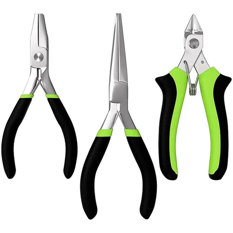 Needle Nose Pliers, Flat Nose Pliers & Clippers Tool Kit Set for Model Kits (Medium-Carbon Steel) - Fascinations - Metal Earth Series