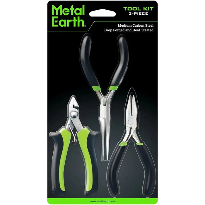 Needle Nose Pliers, Flat Nose Pliers & Clippers Tool Kit Set for Model Kits (Medium-Carbon Steel) - Fascinations - Metal Earth Series