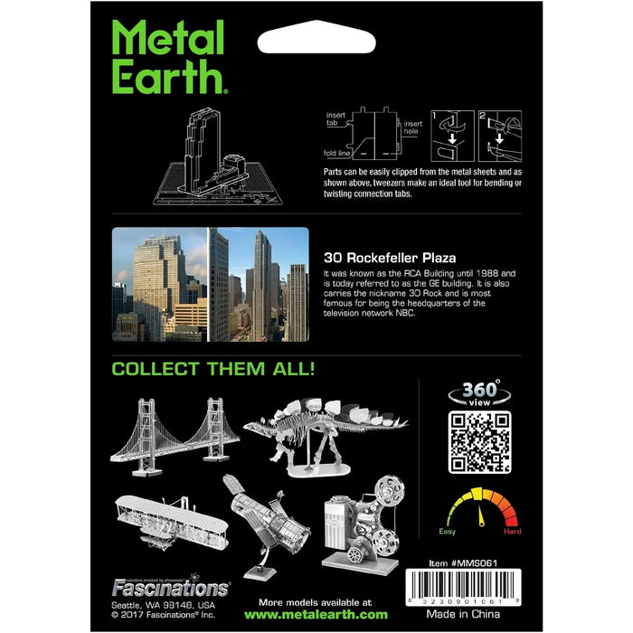 New York - 30 Rockefeller Plaza Building 3D Figure Model Kit (Steel, Moderate Difficulty) - Fascinations - Metal Earth Series - (2022)