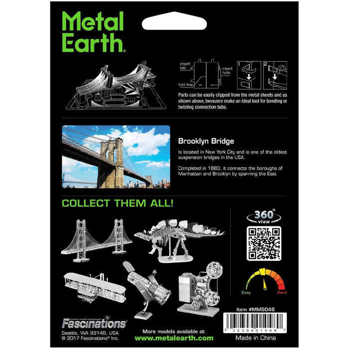 New York - Brooklyn Bridge Building 3D Figure Model Kit (Steel, Moderate Difficulty) - Fascinations - Metal Earth Series - (2023)