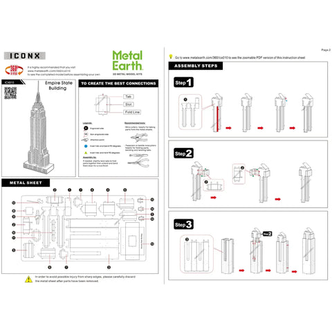 New York - Empire State Building 3D Figure Model Kit (Steel, Moderate Difficulty) - Fascinations - Metal Earth Premium Series - (2021) - Image 7