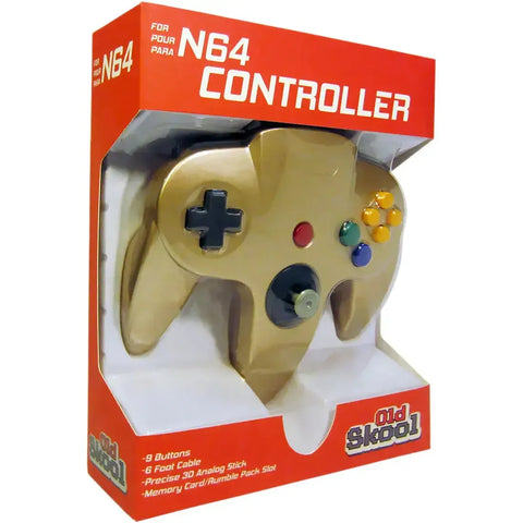 Nintendo 64 - Gold Wired Controller (6' Cable) - Old Skool