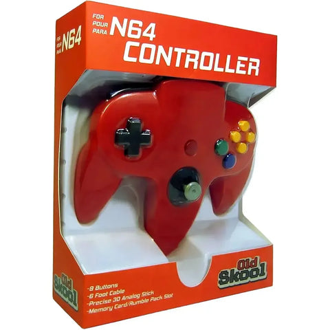 Nintendo 64 - Red Wired Controller - Old Skool