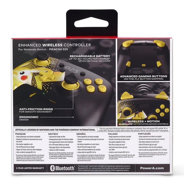 Nintendo Switch Controller (Pikachu 025 Version) - PowerA - Enhanced Wireless Controller