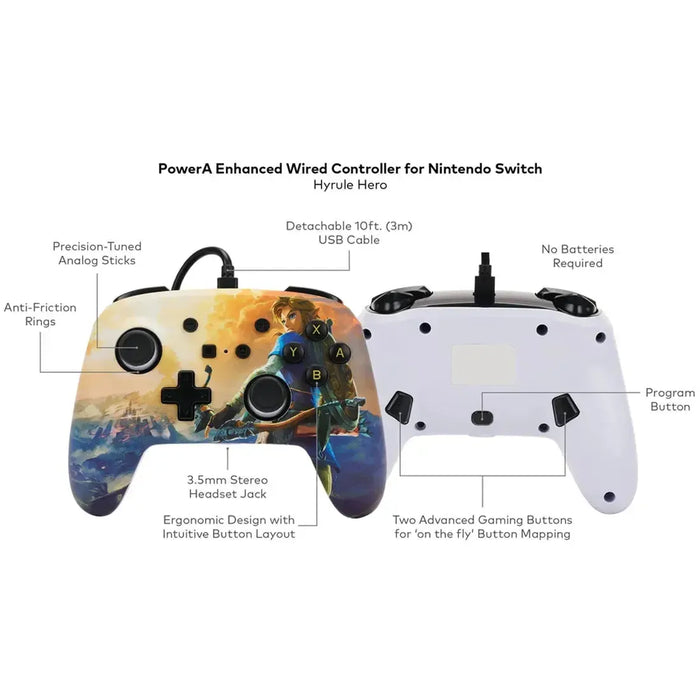 Nintendo Switch [The Legend of Zelda: Breath of the Wild] - Hyrule Hero Enhanced Wired Controller - PowerA