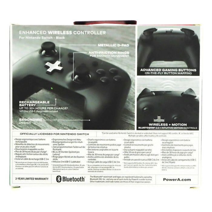 Nintendo Switch Wireless Controller (Black) - PowerA - Enhanced Edition