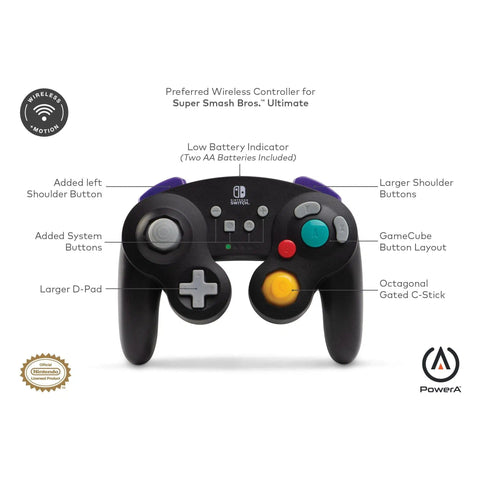 Nintendo Switch Wireless Controller (Black) - PowerA - GameCube Style