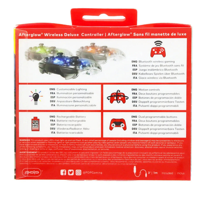 Nintendo Switch Wireless Controller (Glowing Afterglow See Through Version) - pdp - Deluxe Edition